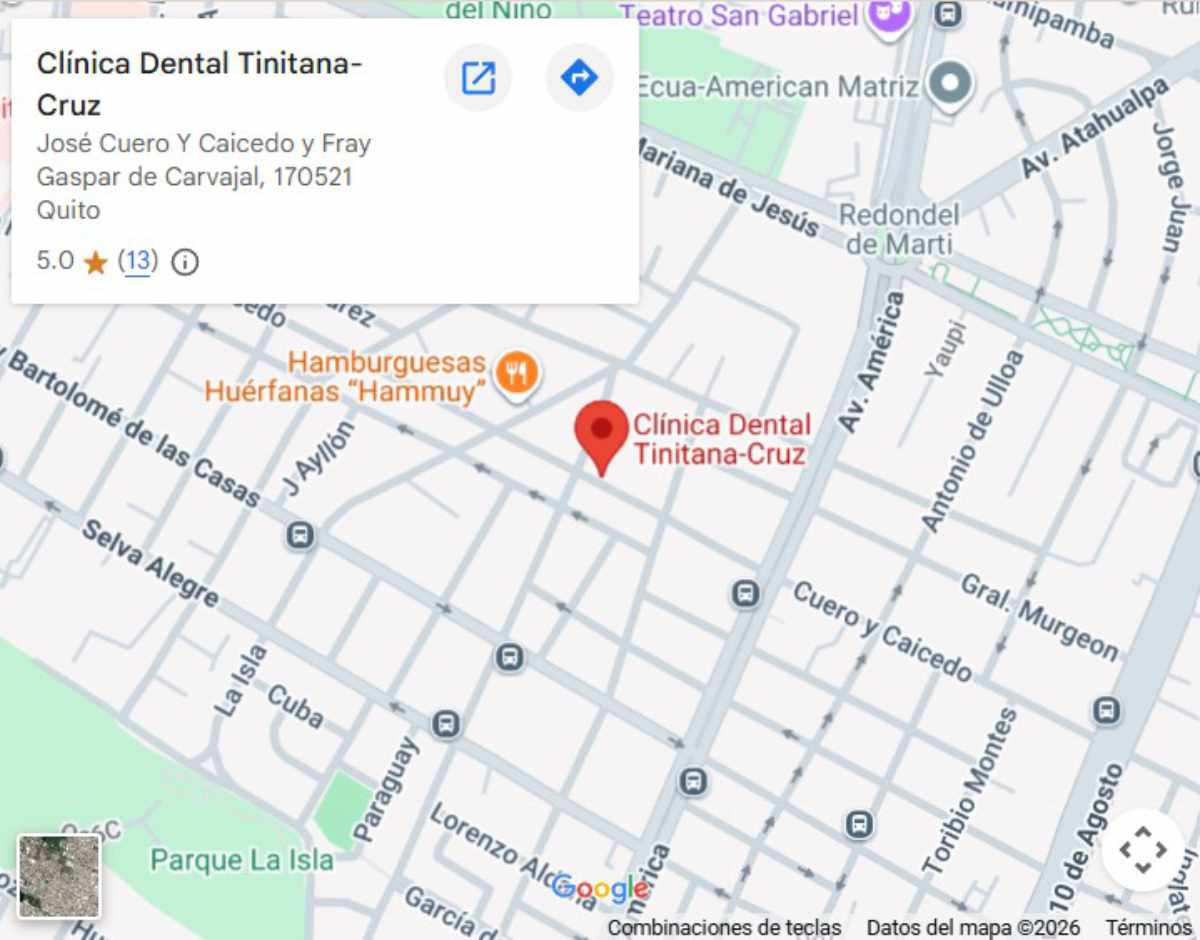 Mapa de ubicación de la Clínica Dental Tinitana Cruz.